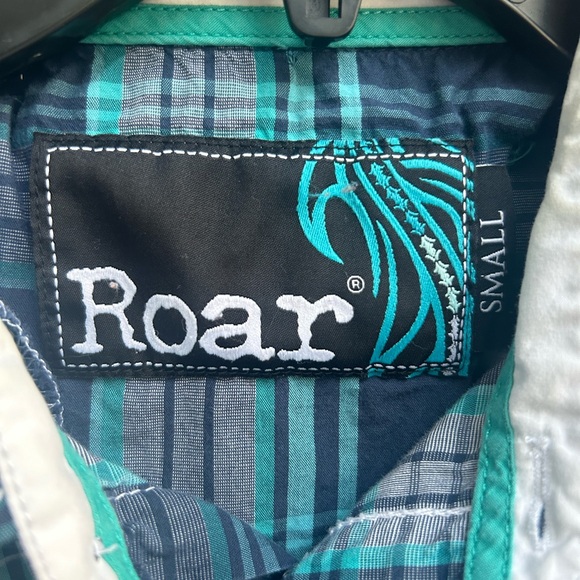 Roar Men’s Embroidered Plaid Slim Fit Long Sleeve Button Down Small Shirt C9 - Picture 4 of 8